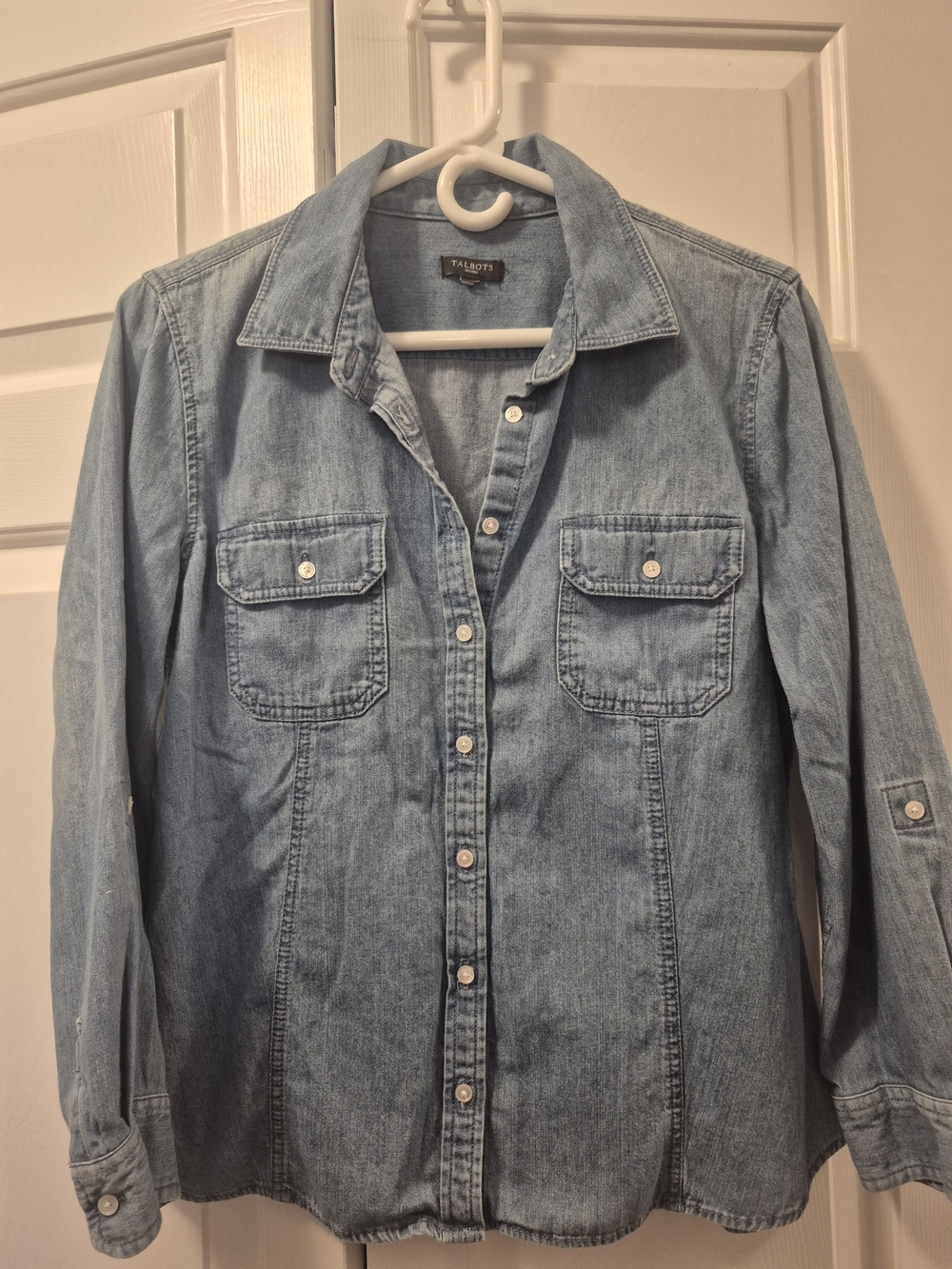 Talbots Light Blue Denim Button-Up Shirt, Petite M/L